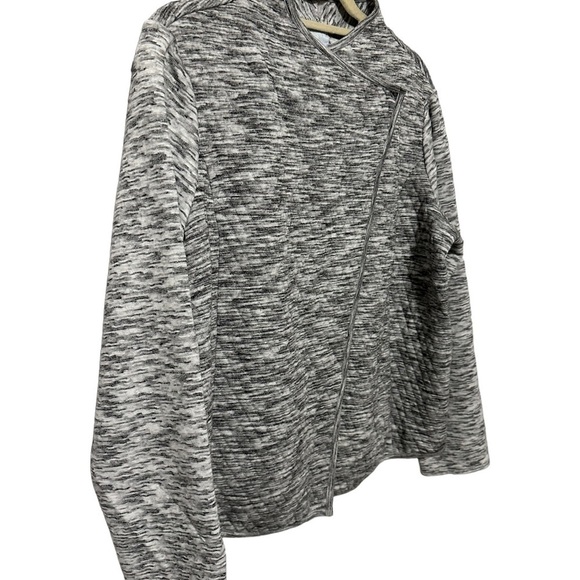 Anthropologie Sunday Quilted Knit Asymmetrical Black White Sweater Blazer L Boho - Picture 7 of 9